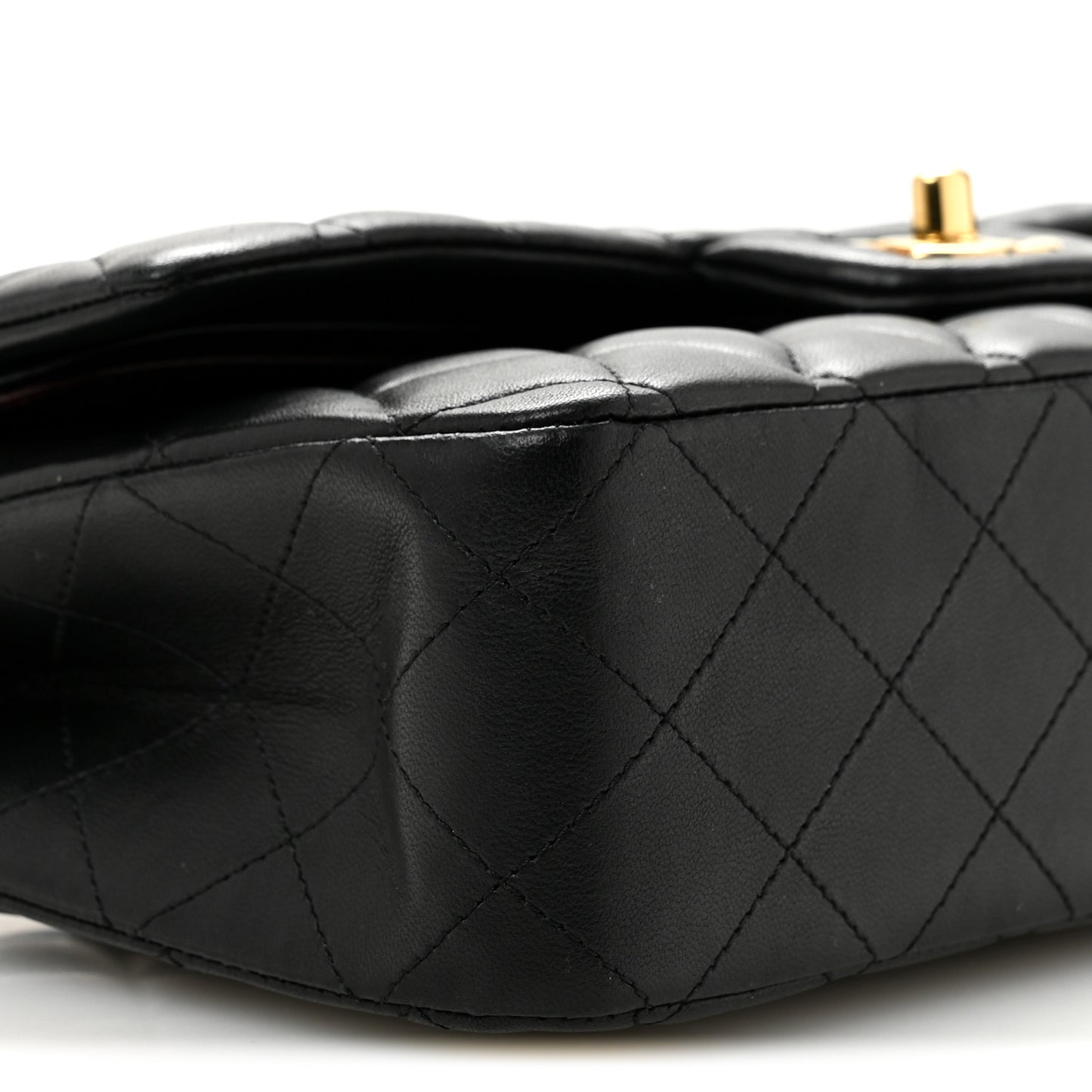 Lambskin Quilted Medium Double Flap Black