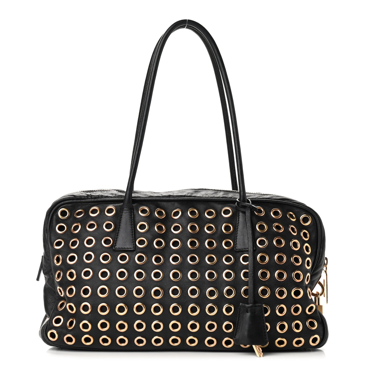 Prada Nappa Metal Grommet Bauletto Black 1 of 9