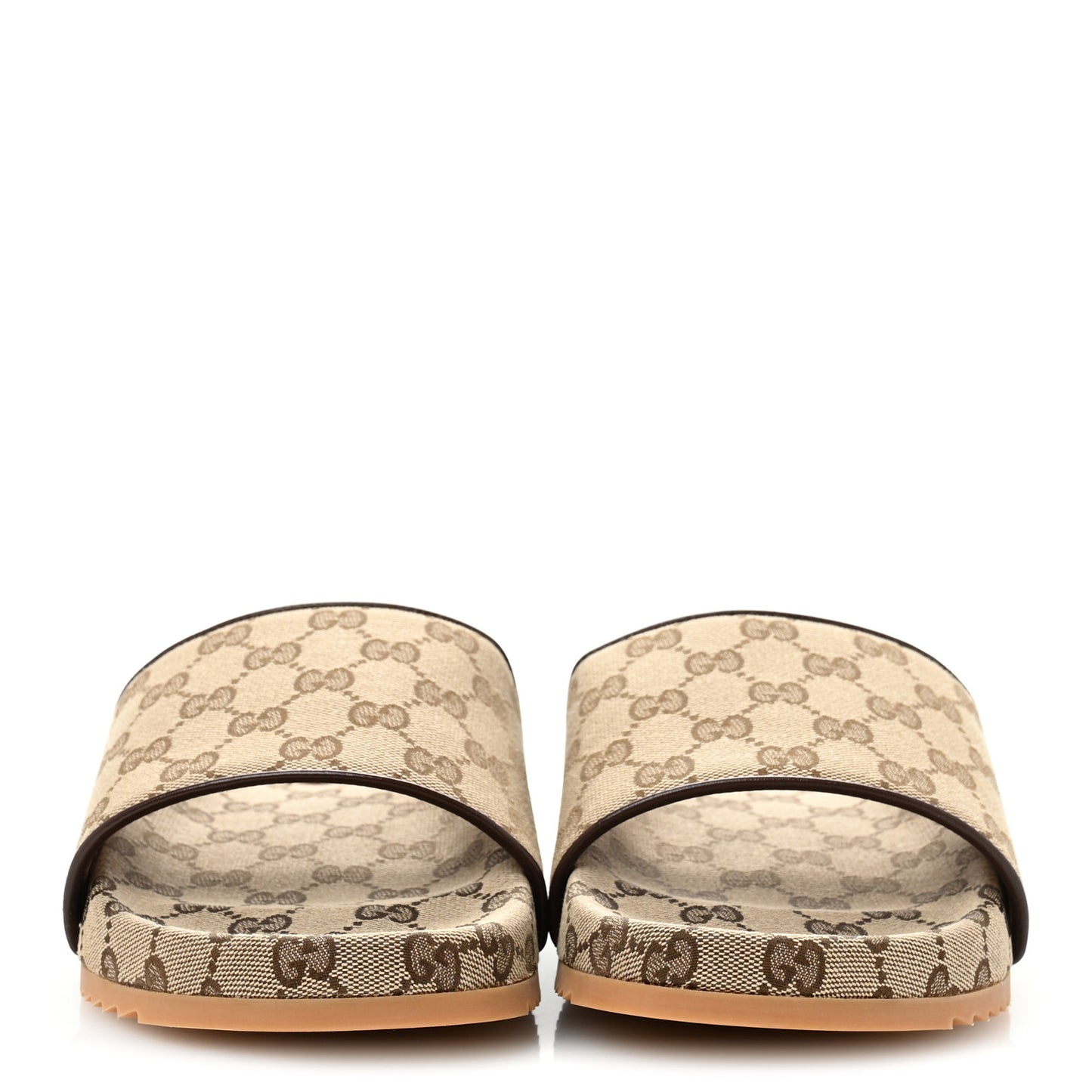 Canvas GG Monogram Mens Slide Sandals 9 Beige