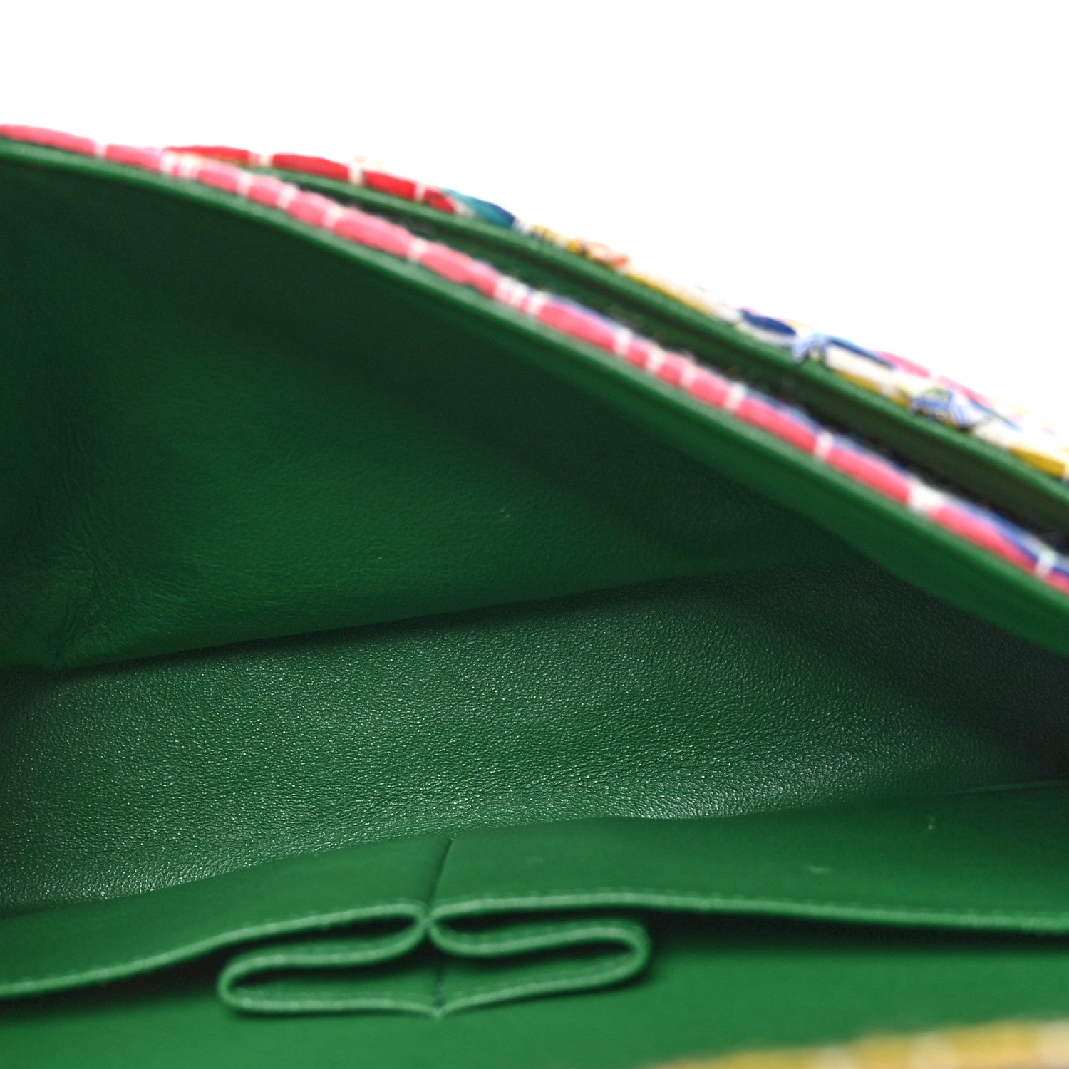 Chanel Tweed Quilted Medium Double Flap Green Multicolor 5 of 10