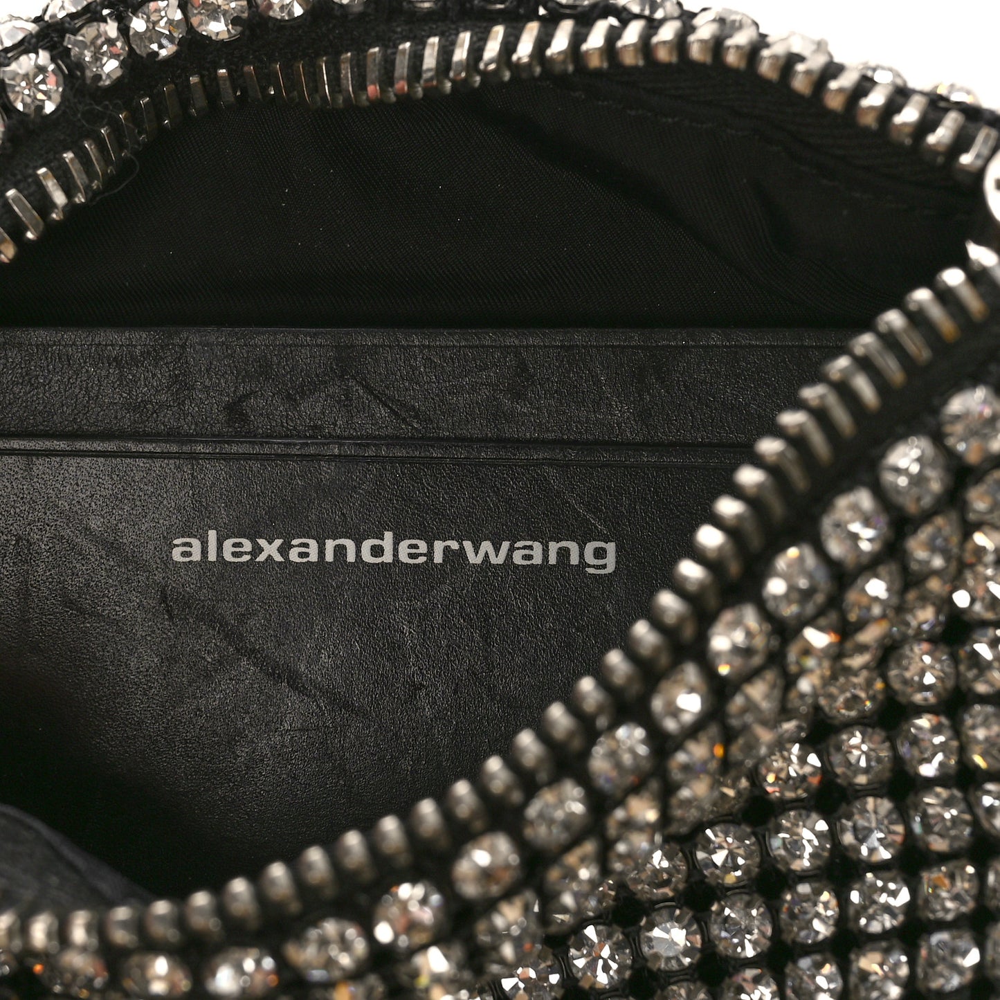 Mesh Crystal Rhinestone Mini Heiress Pouch Black Silver