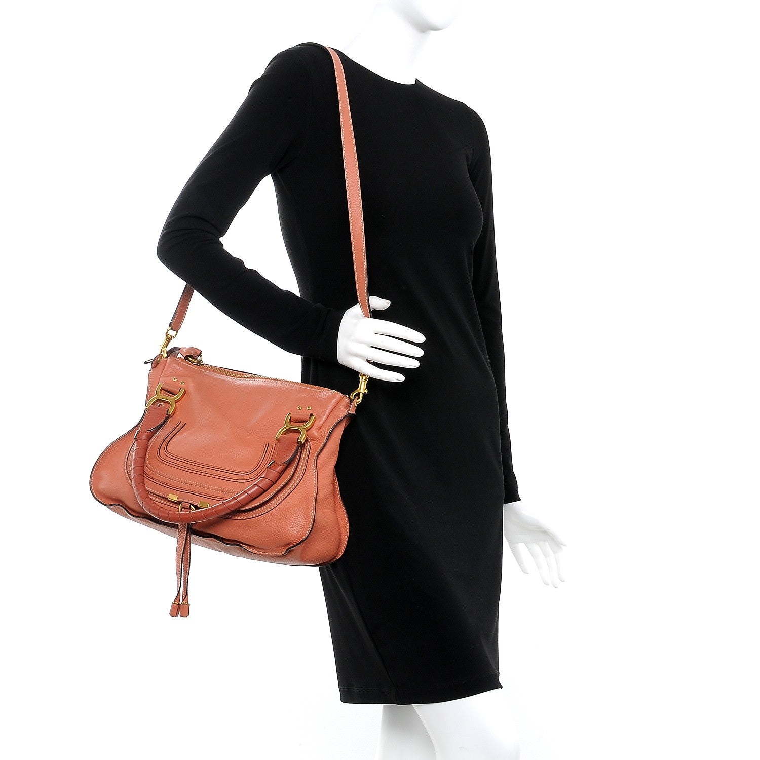 Chloe Calfskin Medium Marcie Satchel Coral 2 of 13
