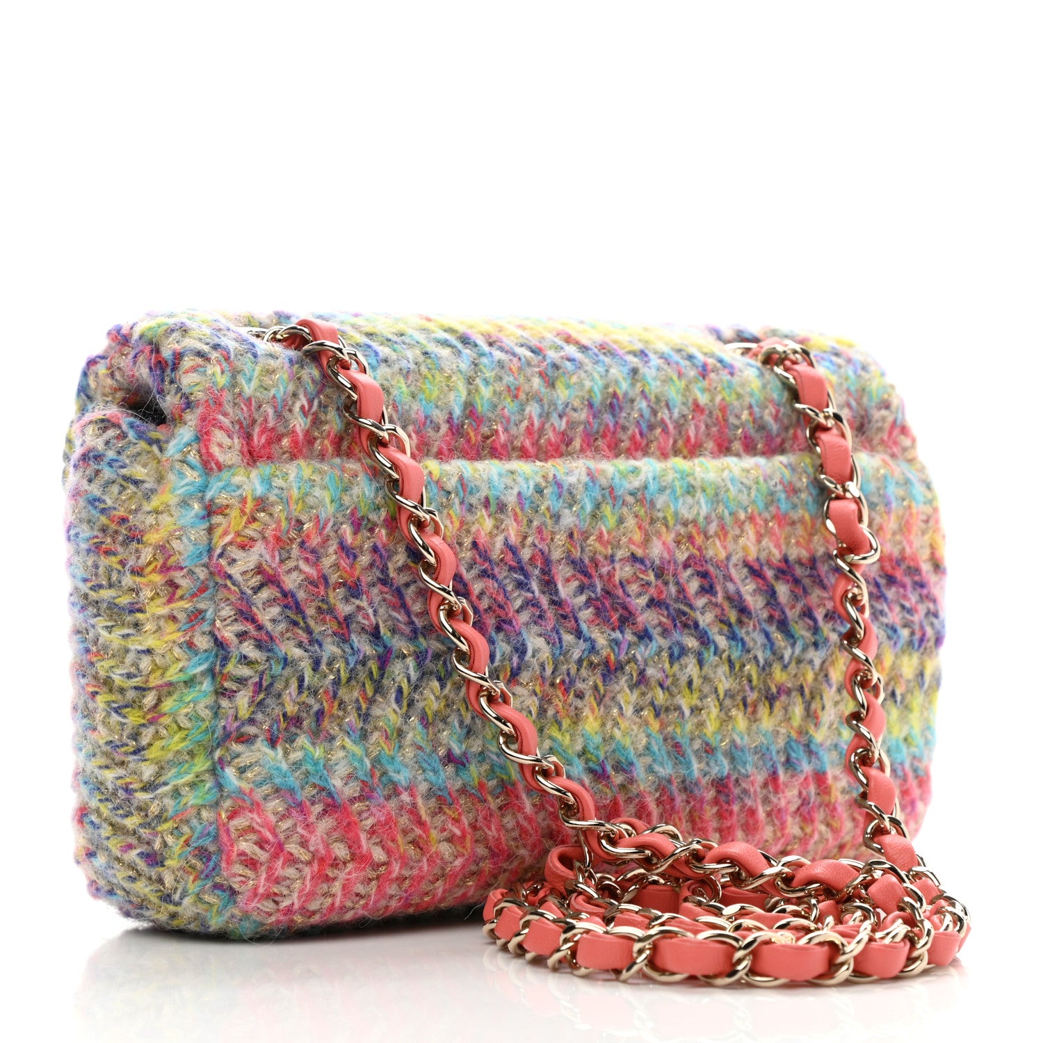 Chanel Knit Mini Rectangular Flap Orange Multicolor 2 of 8