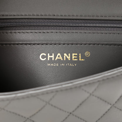 Chanel Lambskin Quilted Mini Top Handle Rectangular Flap Dark Grey 6 of 11