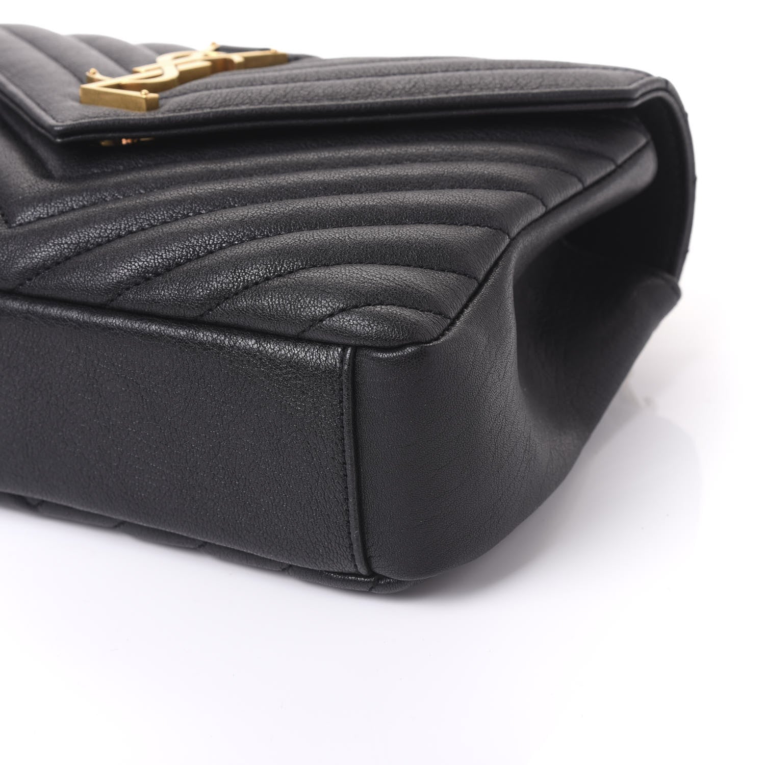 Saint Laurent Sheepskin Matelasse Chevron Monogram Medium College Bag Black 6 of 9
