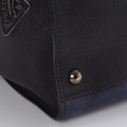 Prada Glace Calfskin Large Twin Pocket Tote Baltico Black 10 of 13