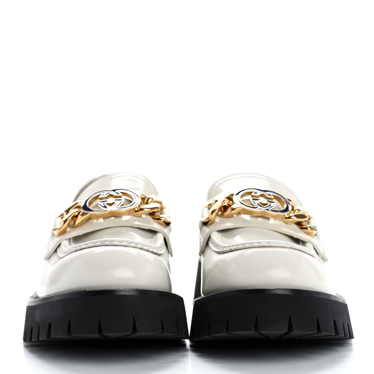 Gucci Cordovan Lux Womens Jeanne Platform Lug Sole 30/45mm Loafers 39.5 White 3 of 10