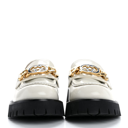 Gucci Cordovan Lux Womens Jeanne Platform Lug Sole 30/45mm Loafers 39.5 White 3 of 10