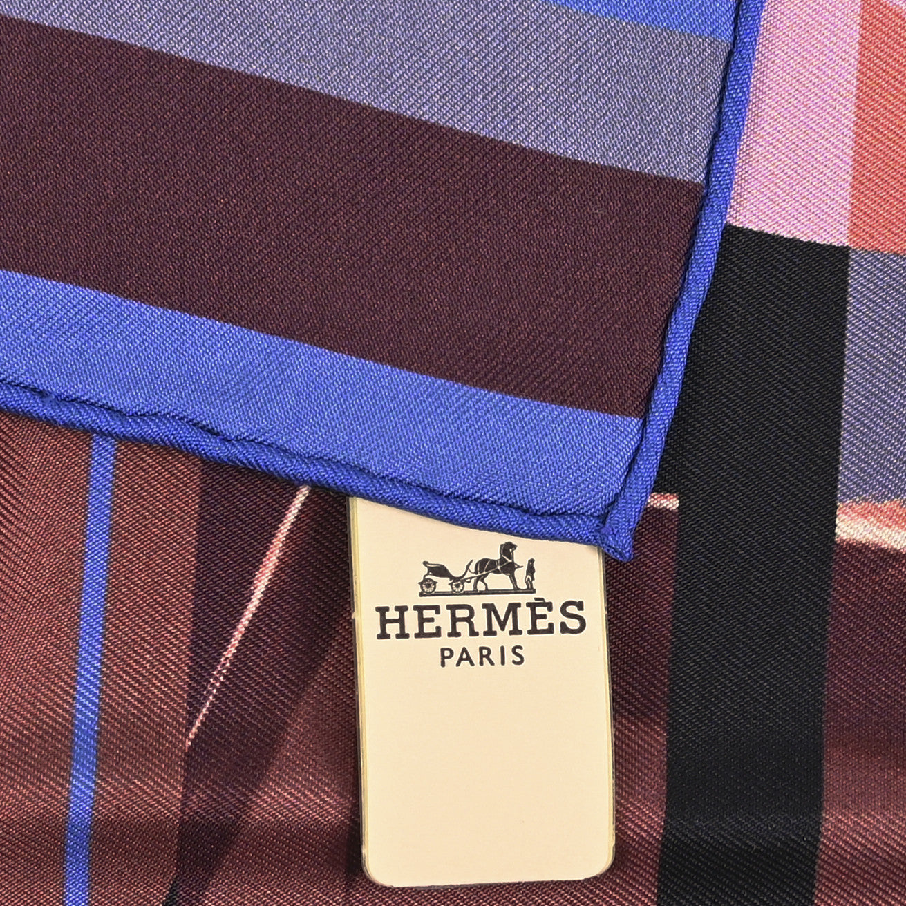 Silk Photo Finish Scarf 90 Marron Bleu Rose
