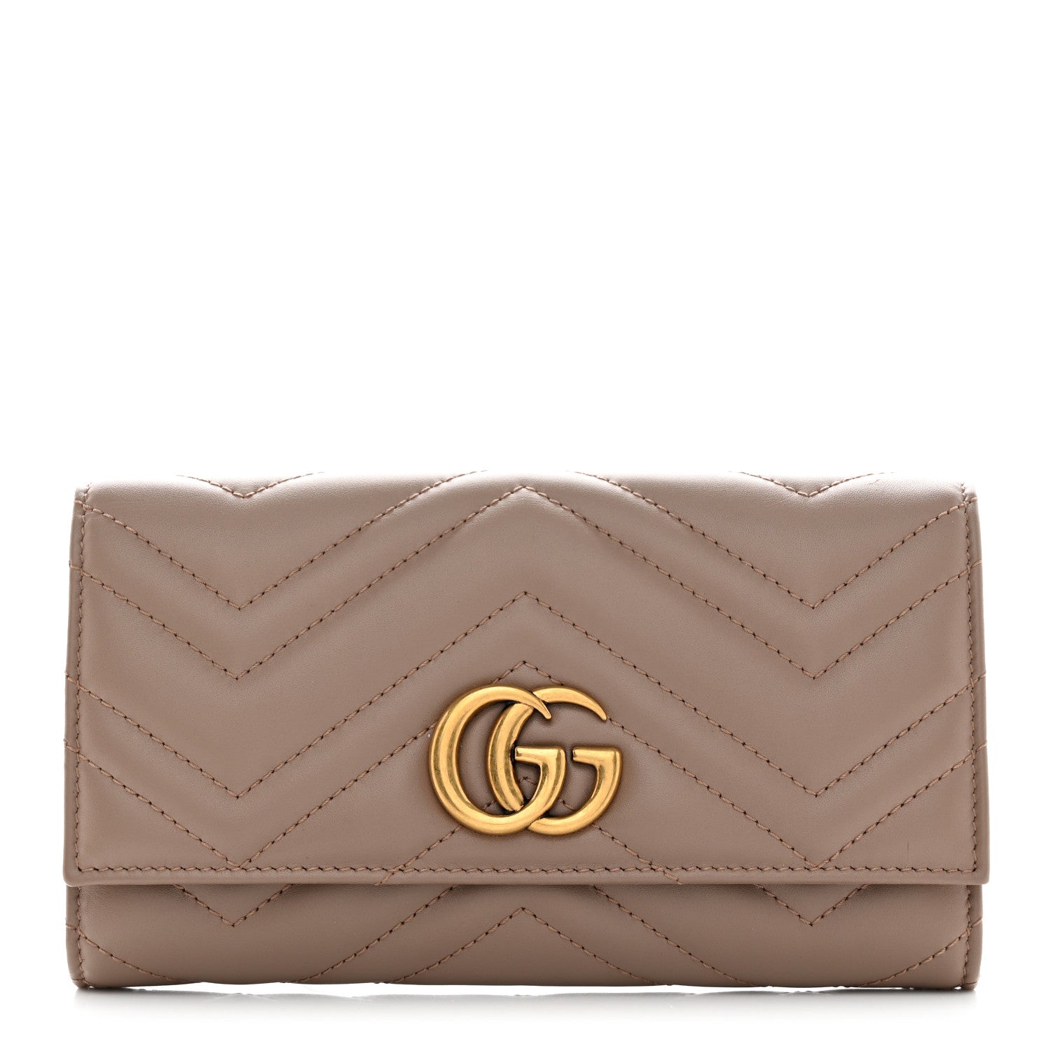 Gucci Calfskin Matelasse GG Marmont Continental Wallet Porcelain Rose 1 of 10