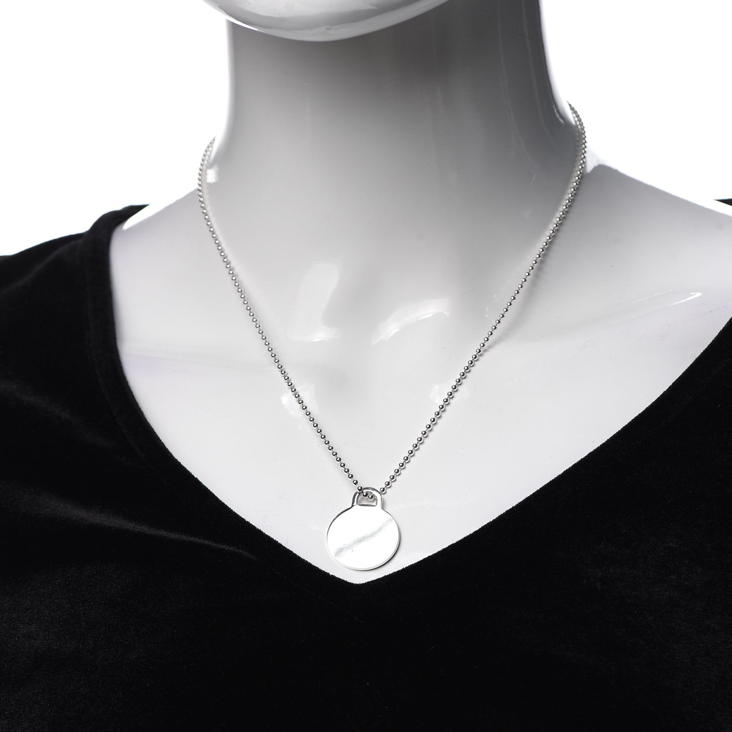 Sterling Silver Round Tag Pendant Necklace