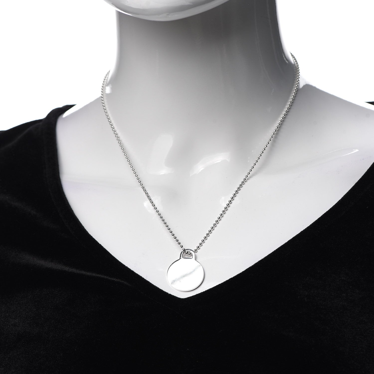 Tiffany Sterling Silver Round Tag Pendant Necklace 2 of 7