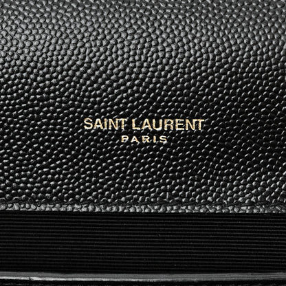 Saint Laurent Grain De Poudre Textured Mixed Matelasse Triquilt Medium Monogram Satchel Black 7 of 13