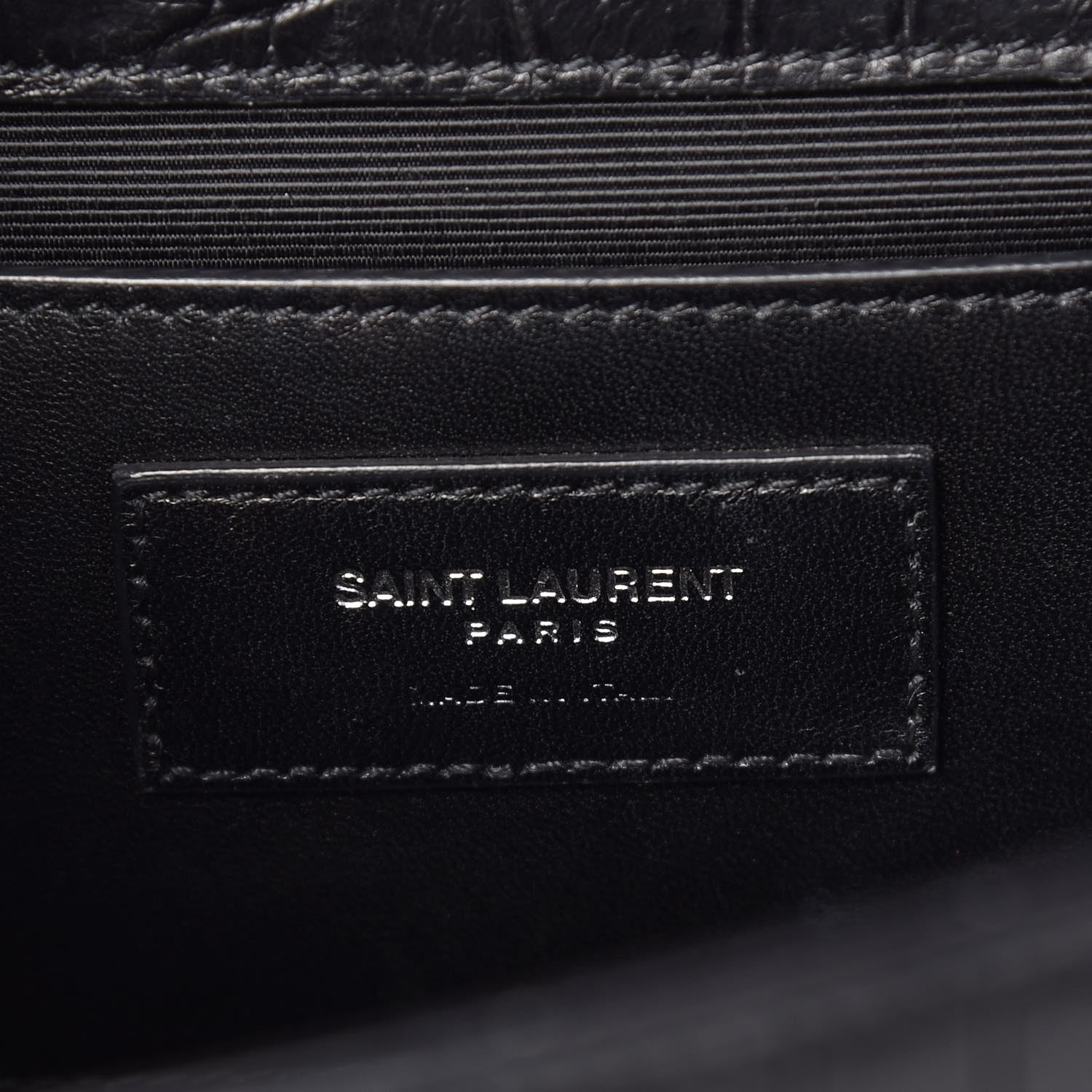 Saint Laurent Calfskin Crocodile Embossed Medium Classic Monogram Kate Tassel Satchel Black 8 of 9