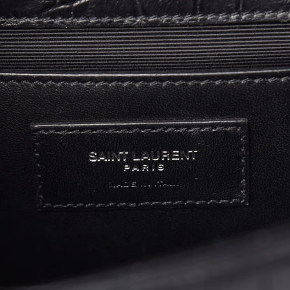 Saint Laurent Calfskin Crocodile Embossed Medium Classic Monogram Kate Tassel Satchel Black 8 of 9
