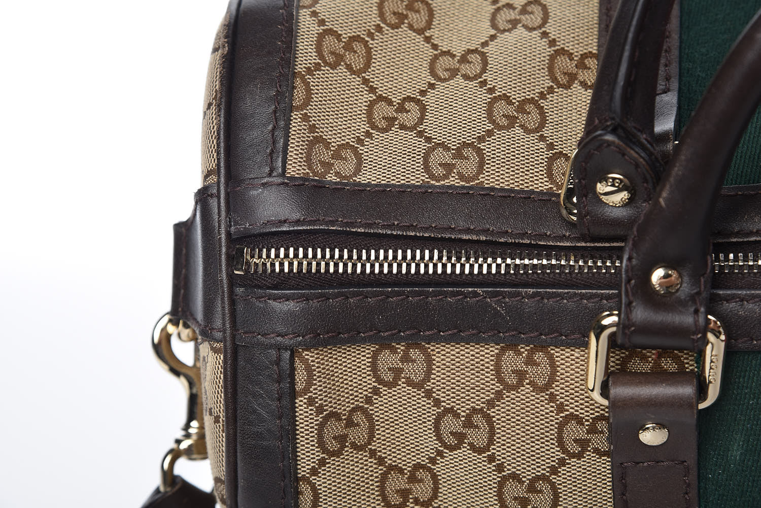 Gucci Monogram Vintage Web Medium Boston Dark Brown 9 of 29