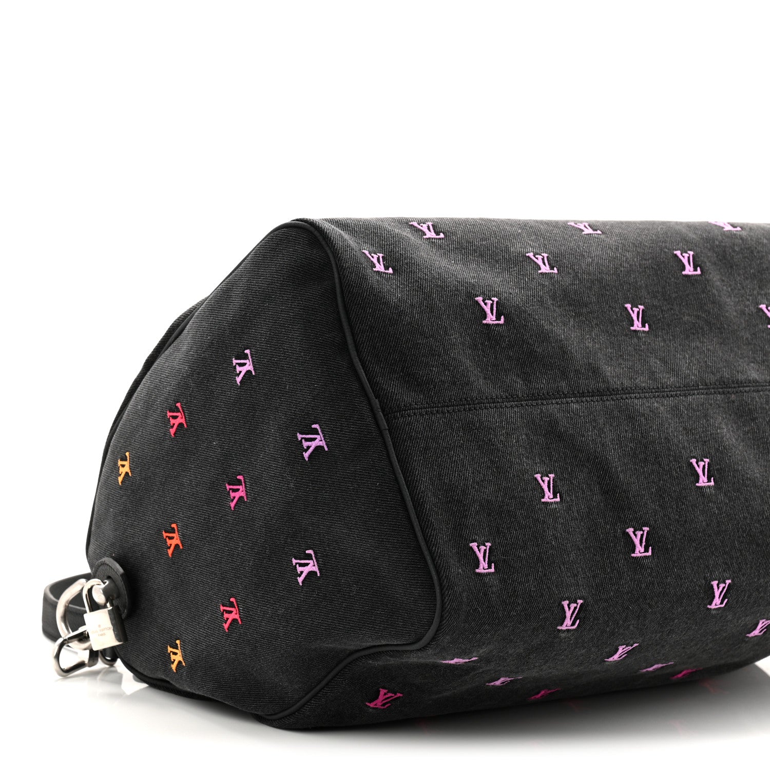 Louis Vuitton LV Blason Denim Calfskin Speedy Bandouliere 40 Black Gradient Orange 7 of 8