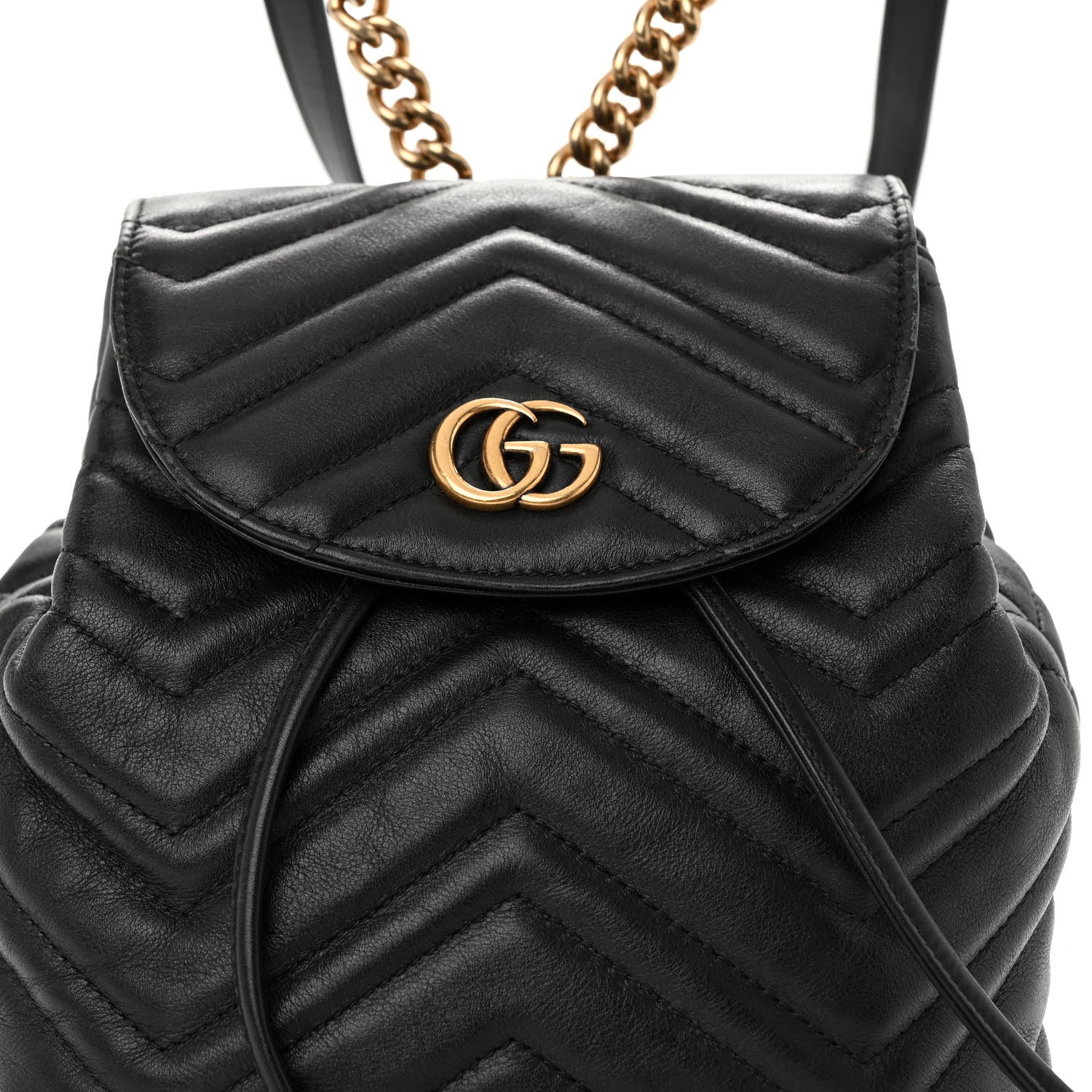 Gucci Calfskin Matelasse GG Marmont Flap Backpack Black 8 of 10
