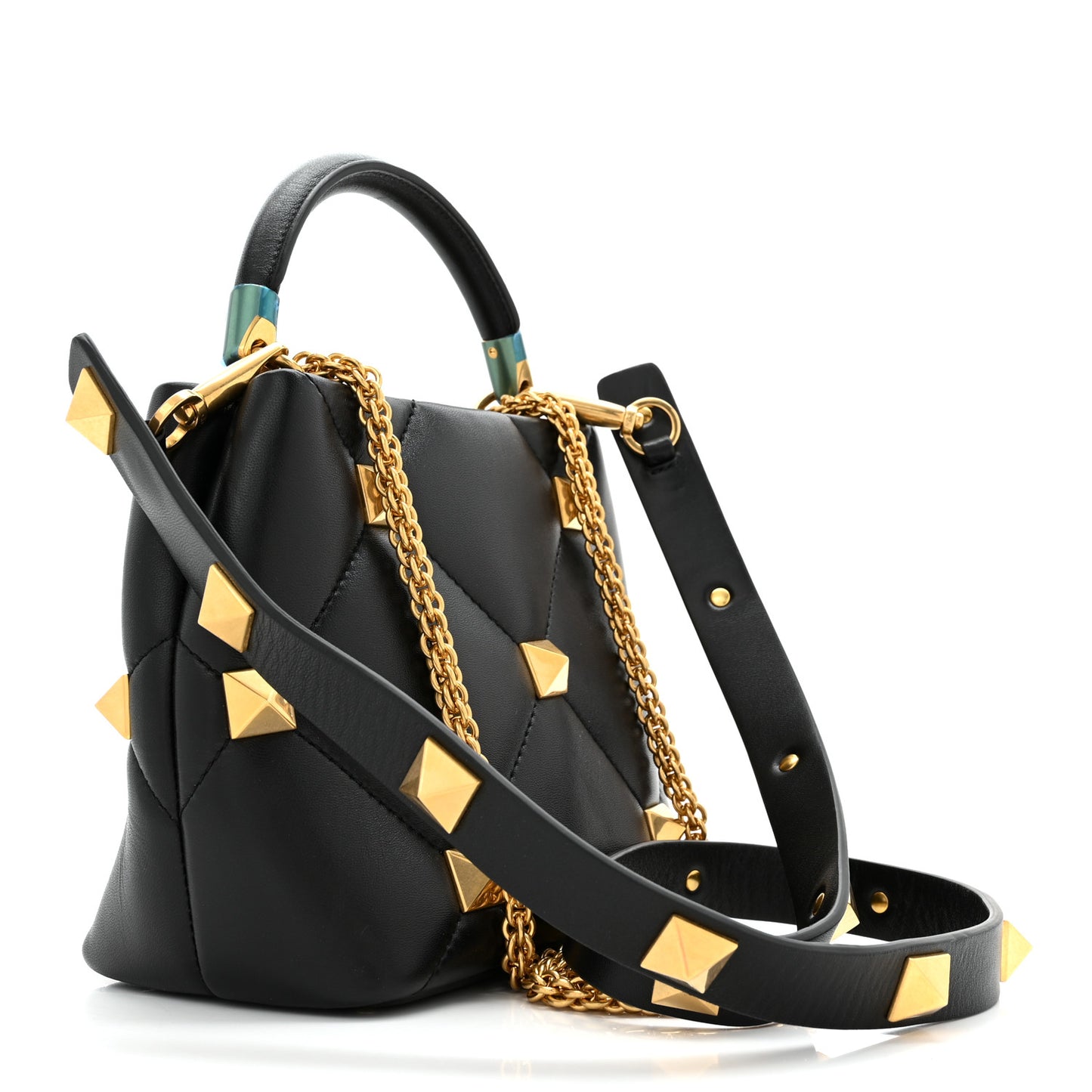 Nappa Small Roman Stud The Handle Bag Black