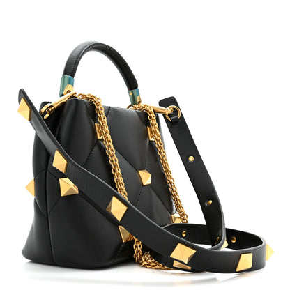 Valentino Garavani Nappa Small Roman Stud The Handle Bag Black 3 of 9