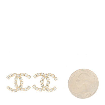 Chanel Crystal Coco's Pearls CC Earrings Light Gold 2 of 5