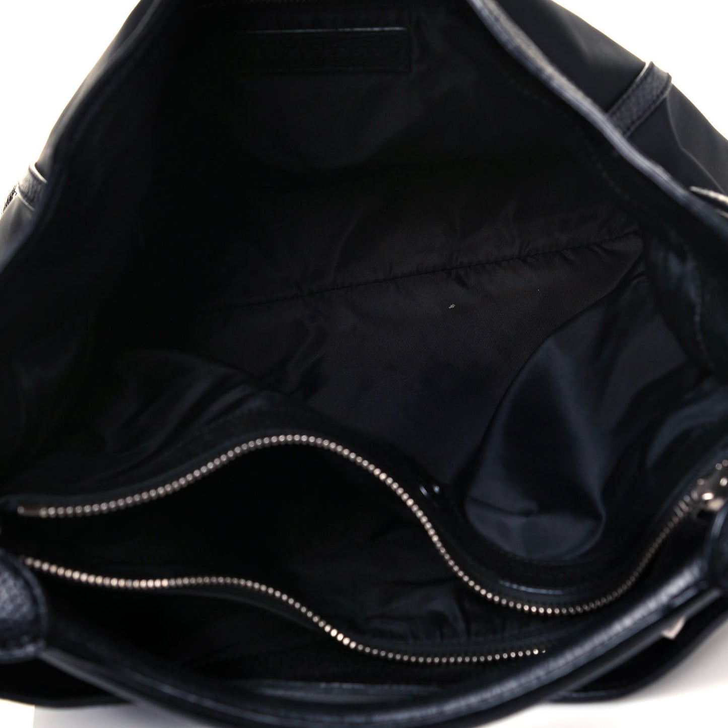 Nylon Calfskin Logo Hobo Black
