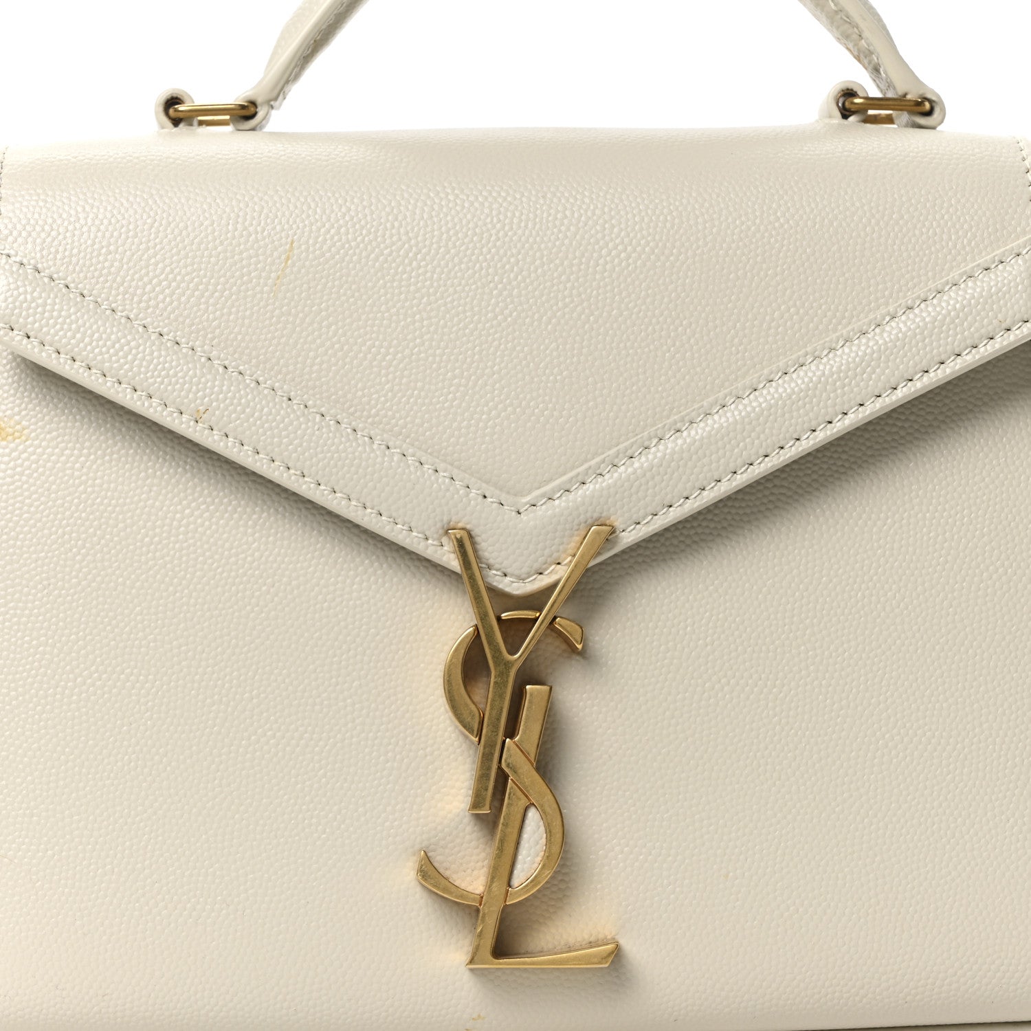 Saint Laurent Grain de Poudre Mini Classic Monogram Cassandra Top Handle Vintage White 8 of 11