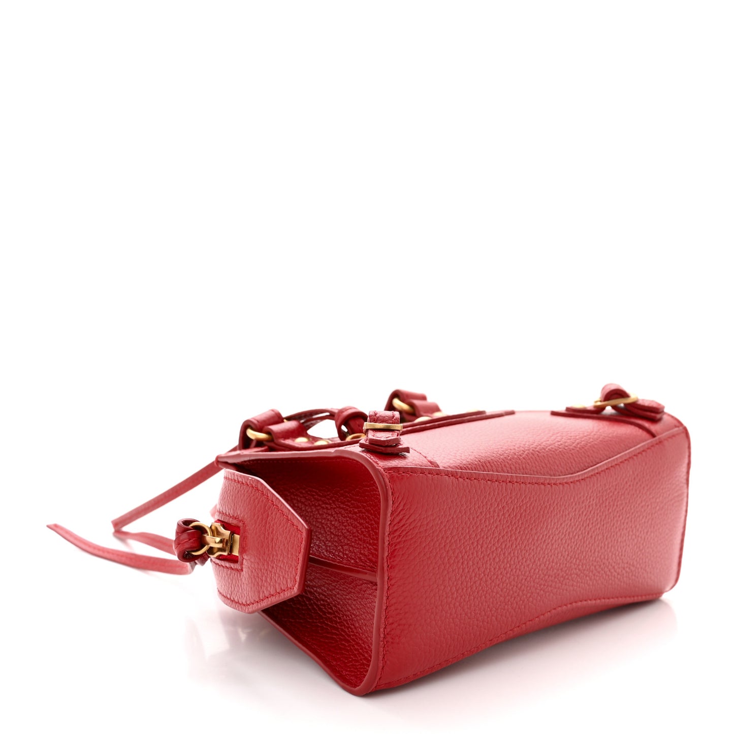 Grained Calfskin Neo Classic Gold Hardware Nano City Crossbody Medium Red