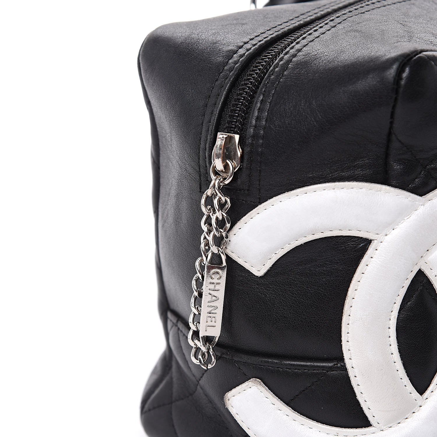 Chanel Calfskin Quilted Large Cambon Bowler Black White 16 of 16
