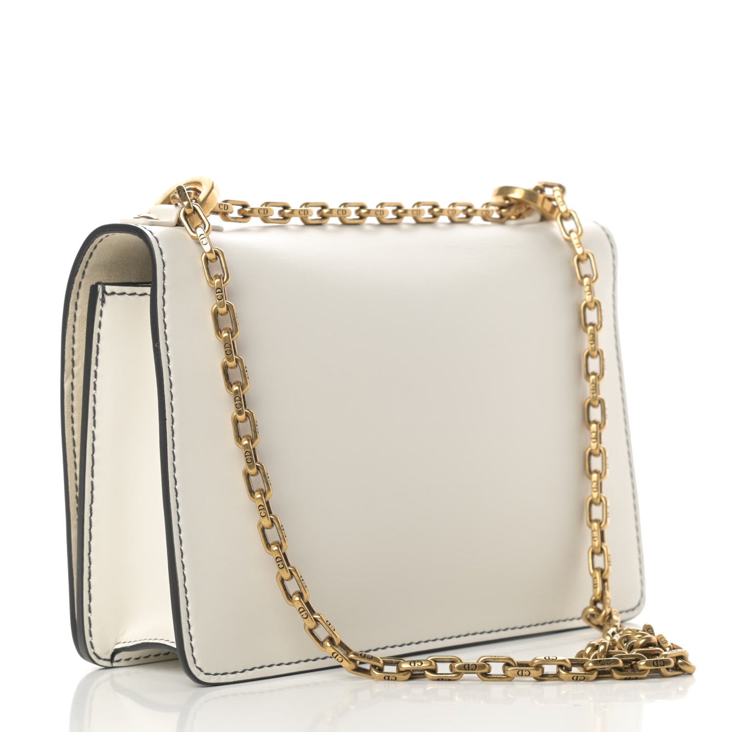Calfskin J'Adior Chain Flap Bag Off White