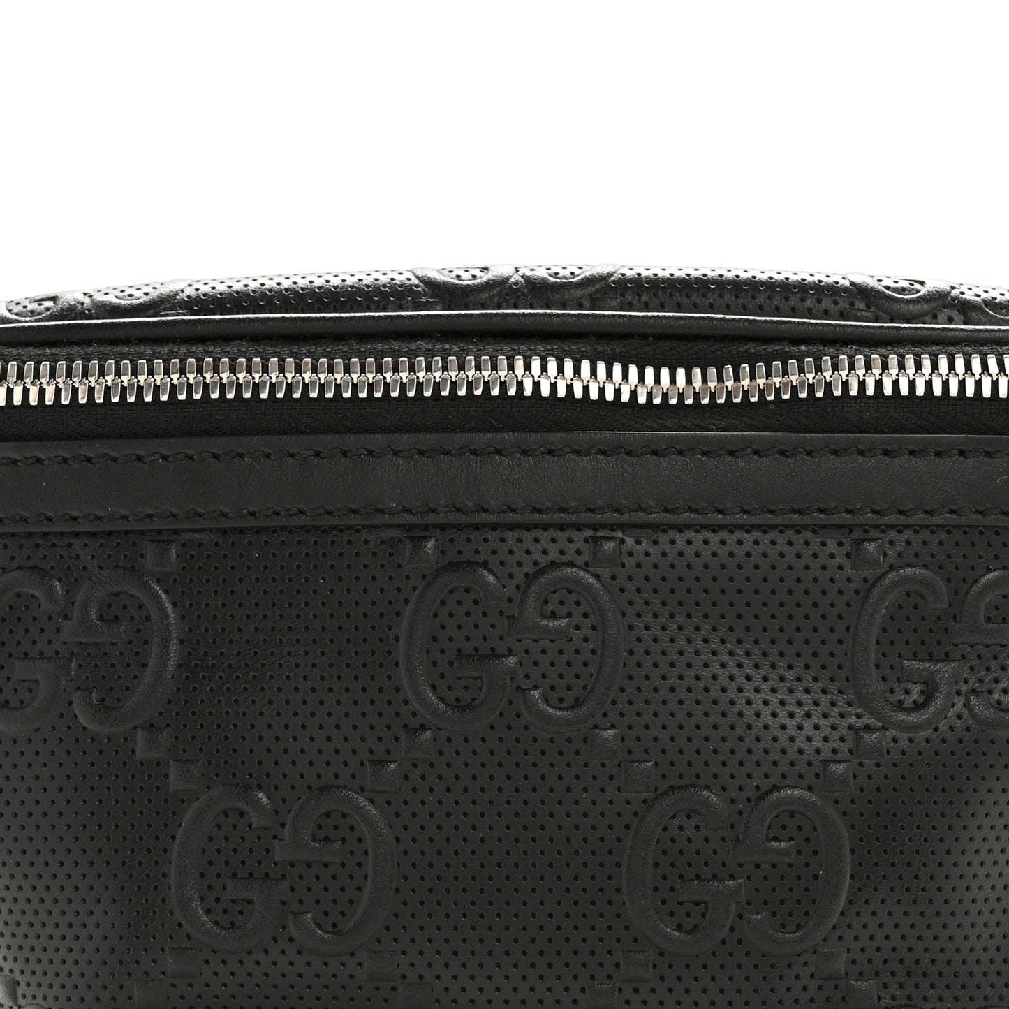 Calfskin GG Tennis Embossed Belt Bag Black