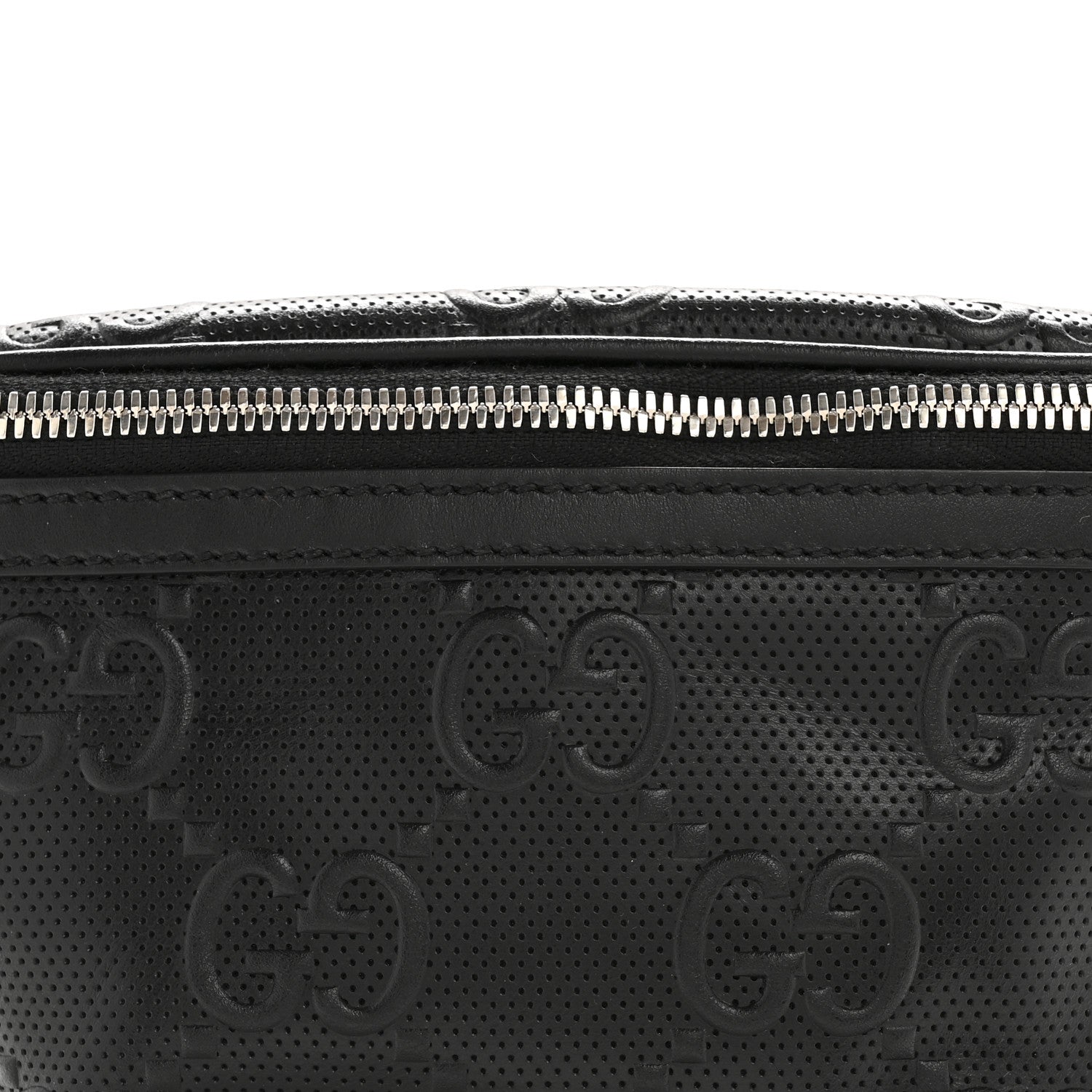 Gucci Calfskin GG Tennis Embossed Belt Bag Black 8 of 12
