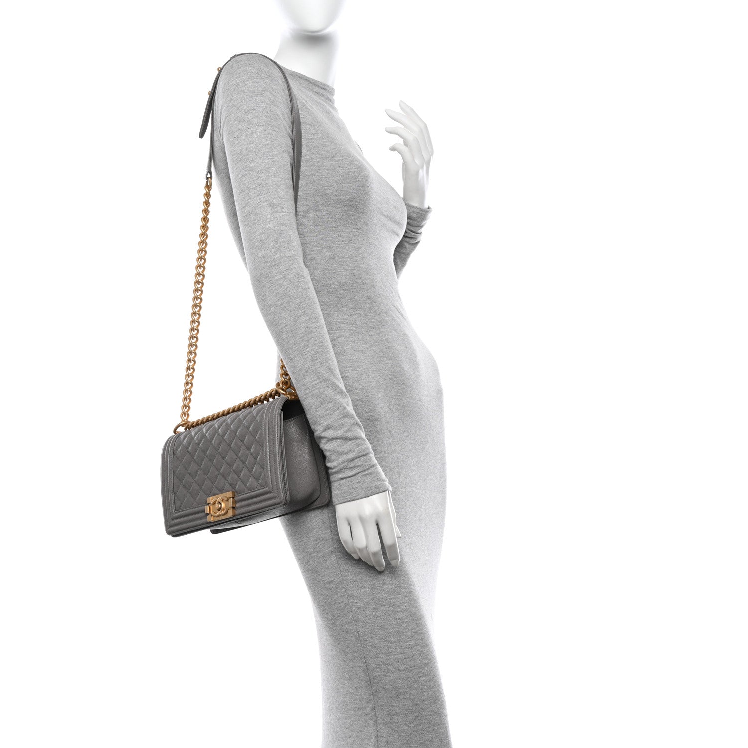 Chanel Caviar Quilted Medium Boy Flap Grey 2 of 11