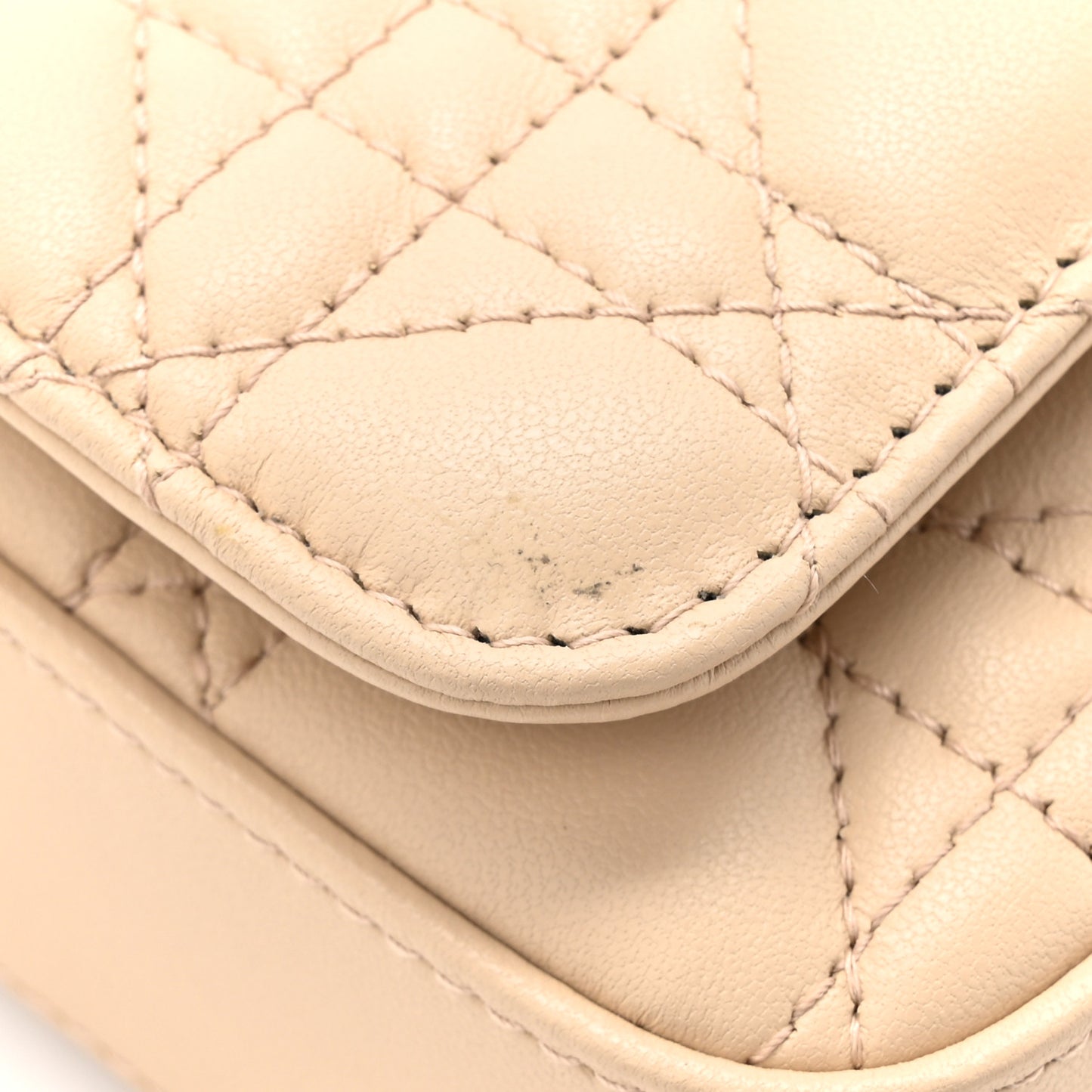 Lambskin Cannage Dior Talk Phone Pouch Powder Beige