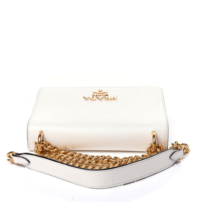Prada Saffiano Soft Calfskin Chain Crossbody Bag Bianco Black 9 of 10