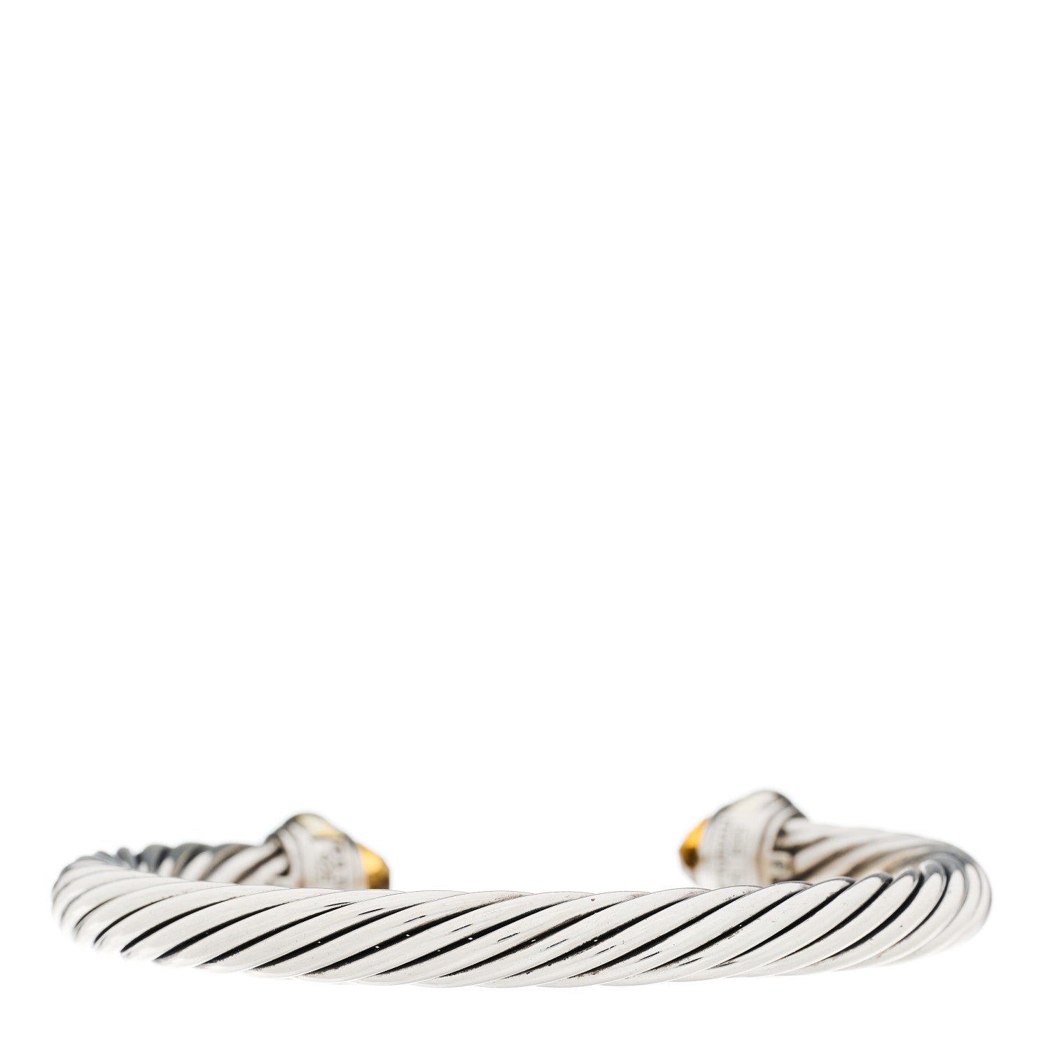 David Yurman Sterling Silver 14K Yellow Gold Citrine 7mm Cable Classics Bracelet 2 of 3