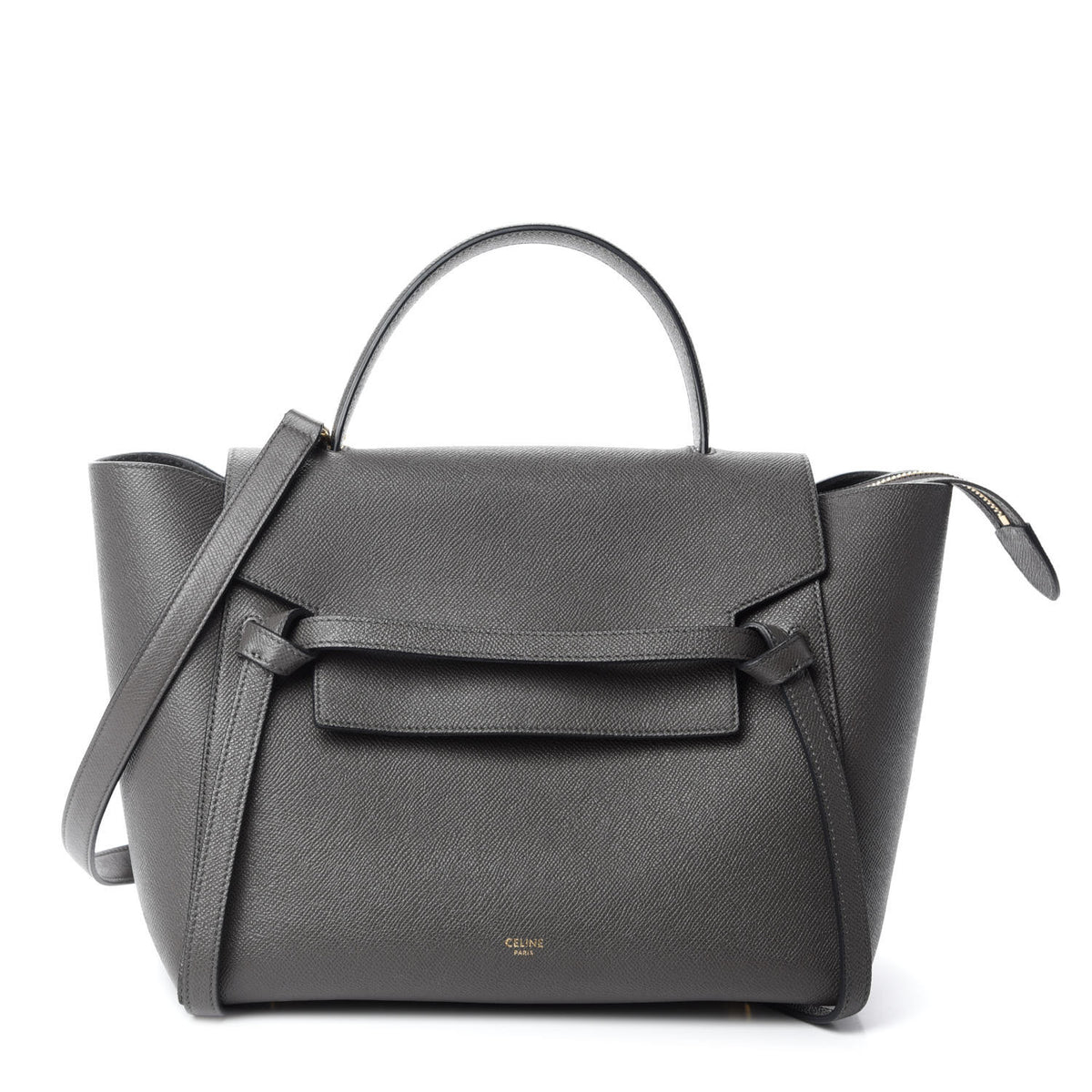 Grained Calfskin Mini Belt Bag Grey