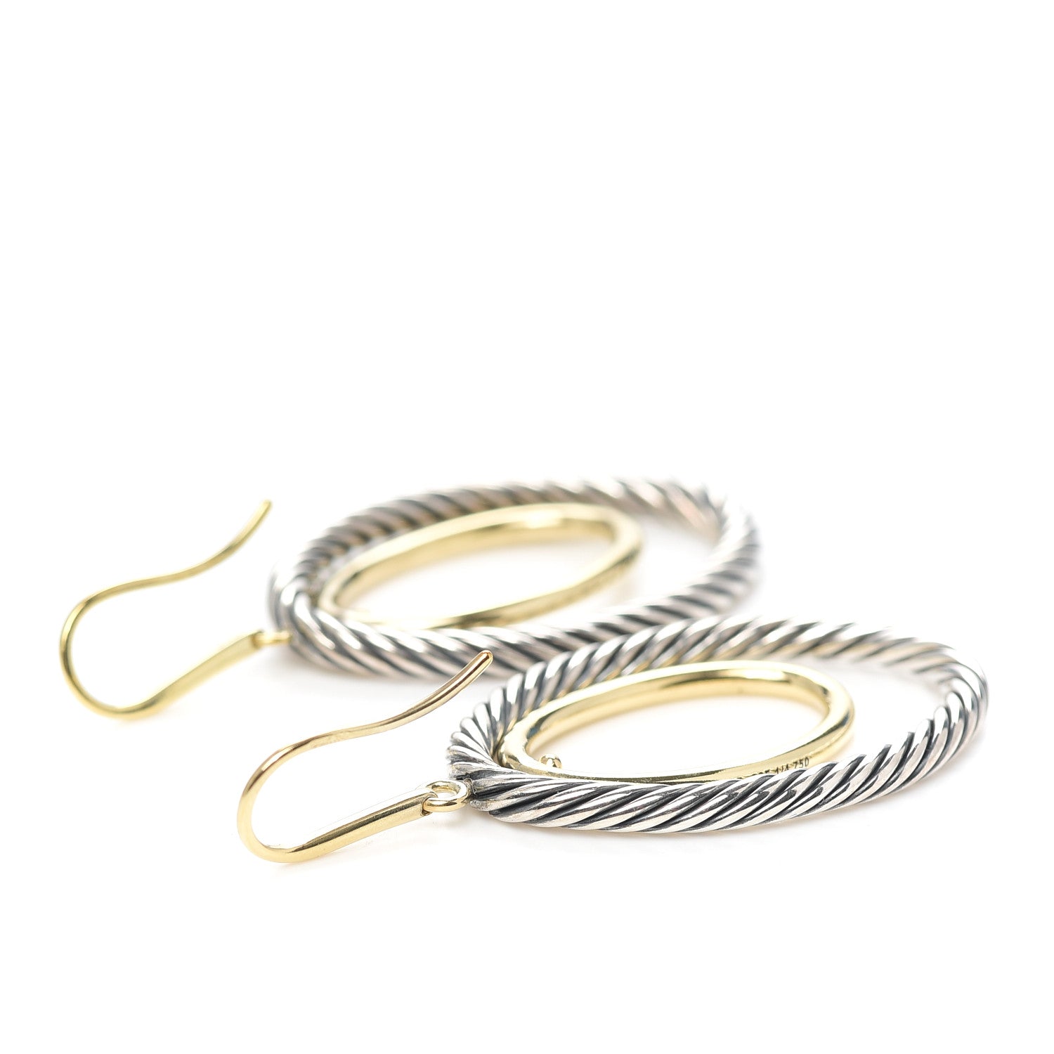 David Yurman Sterling Silver 18K Yellow Gold Mobile Oval Earrings 3 of 4