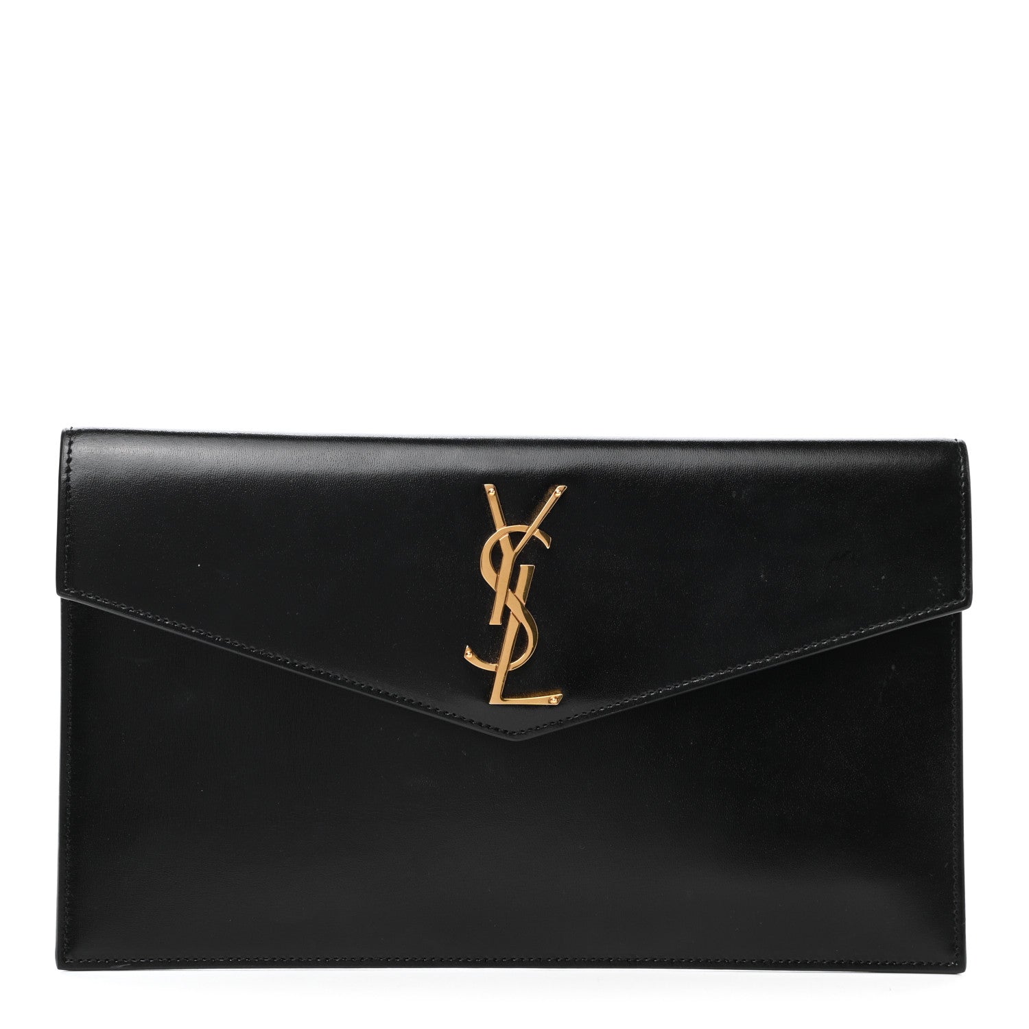 Saint Laurent Smooth Shiny Calfskin Monogram Uptown Pouch Black 1 of 6