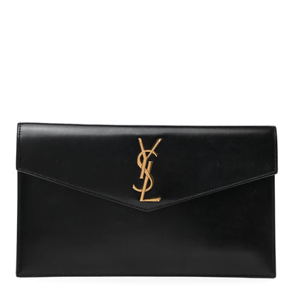 Saint Laurent Smooth Shiny Calfskin Monogram Uptown Pouch Black 1 of 6