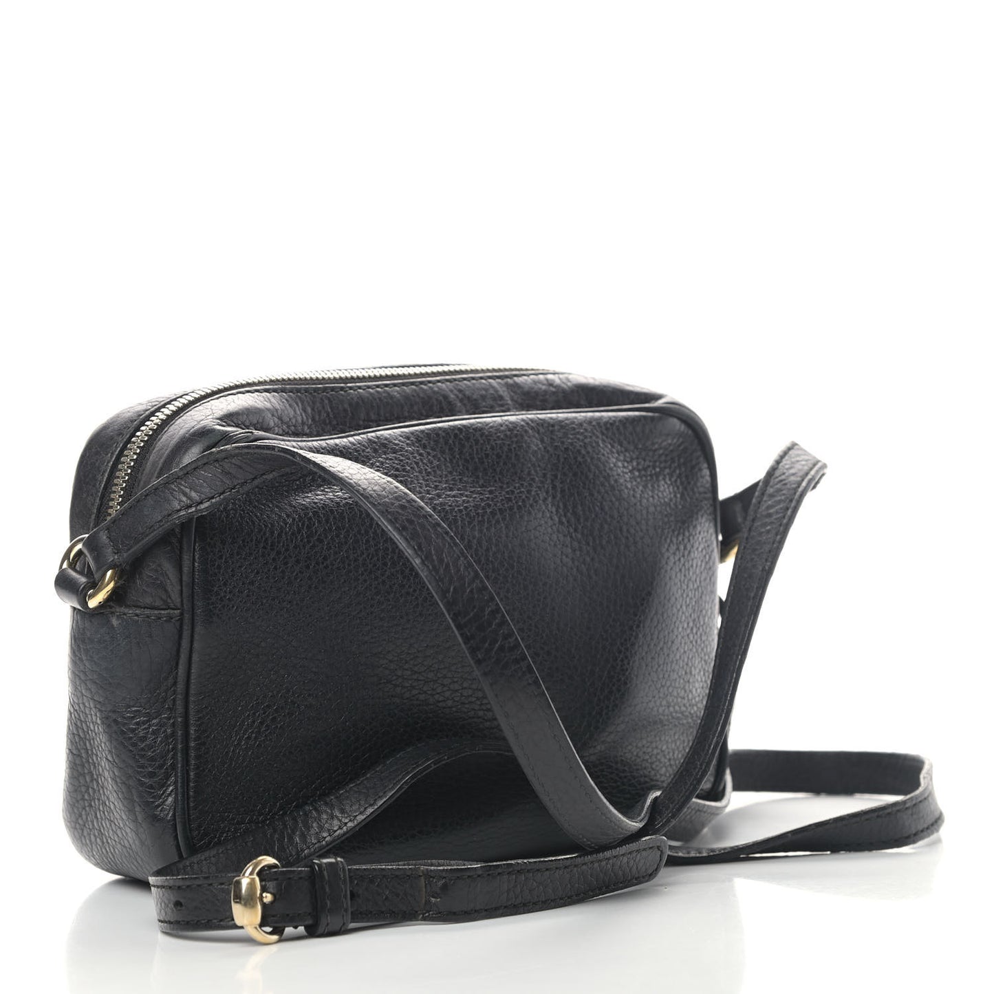 Pebbled Calfskin Small Soho Disco Bag Black