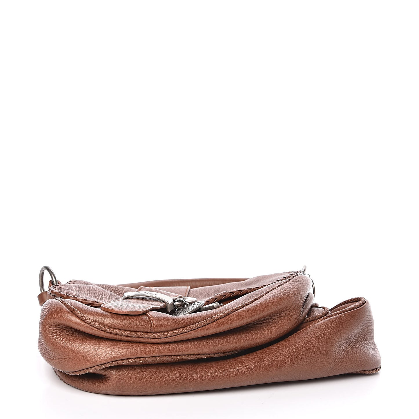 Calfskin Braided Gaucho Double Saddle Bag Brown