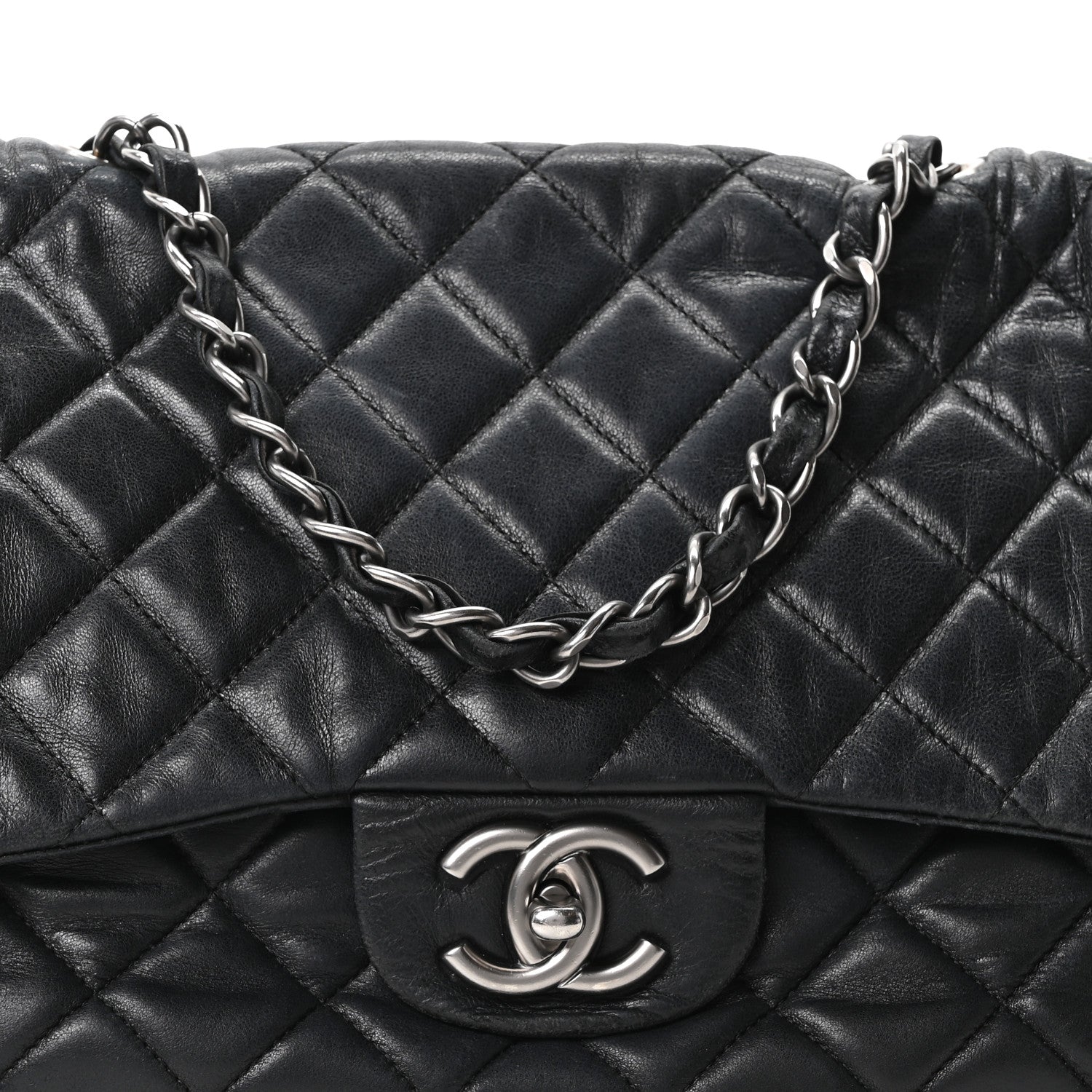 Chanel Lambskin Quilted Jumbo Single Flap Black 8 of 10