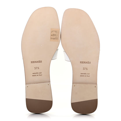 Hermes Box Calfskin Oran Sandals 37.5 White 5 of 9