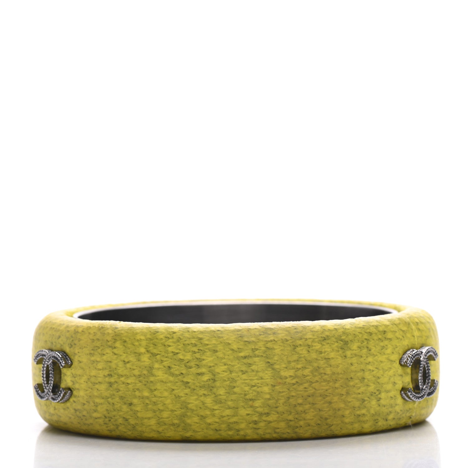Chanel Coated Fabric CC Bracelet M Fluorescent Yellow 3 of 4