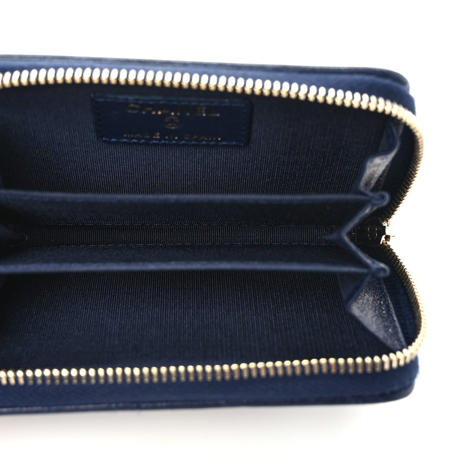Chanel Sheepskin Quilted Vintage Mademoiselle Zip Coin Purse Navy Blue 5 of 8