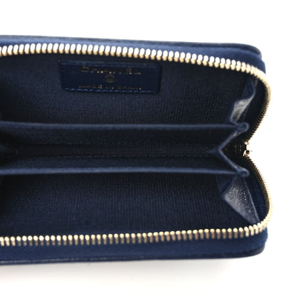Chanel Sheepskin Quilted Vintage Mademoiselle Zip Coin Purse Navy Blue 5 of 8