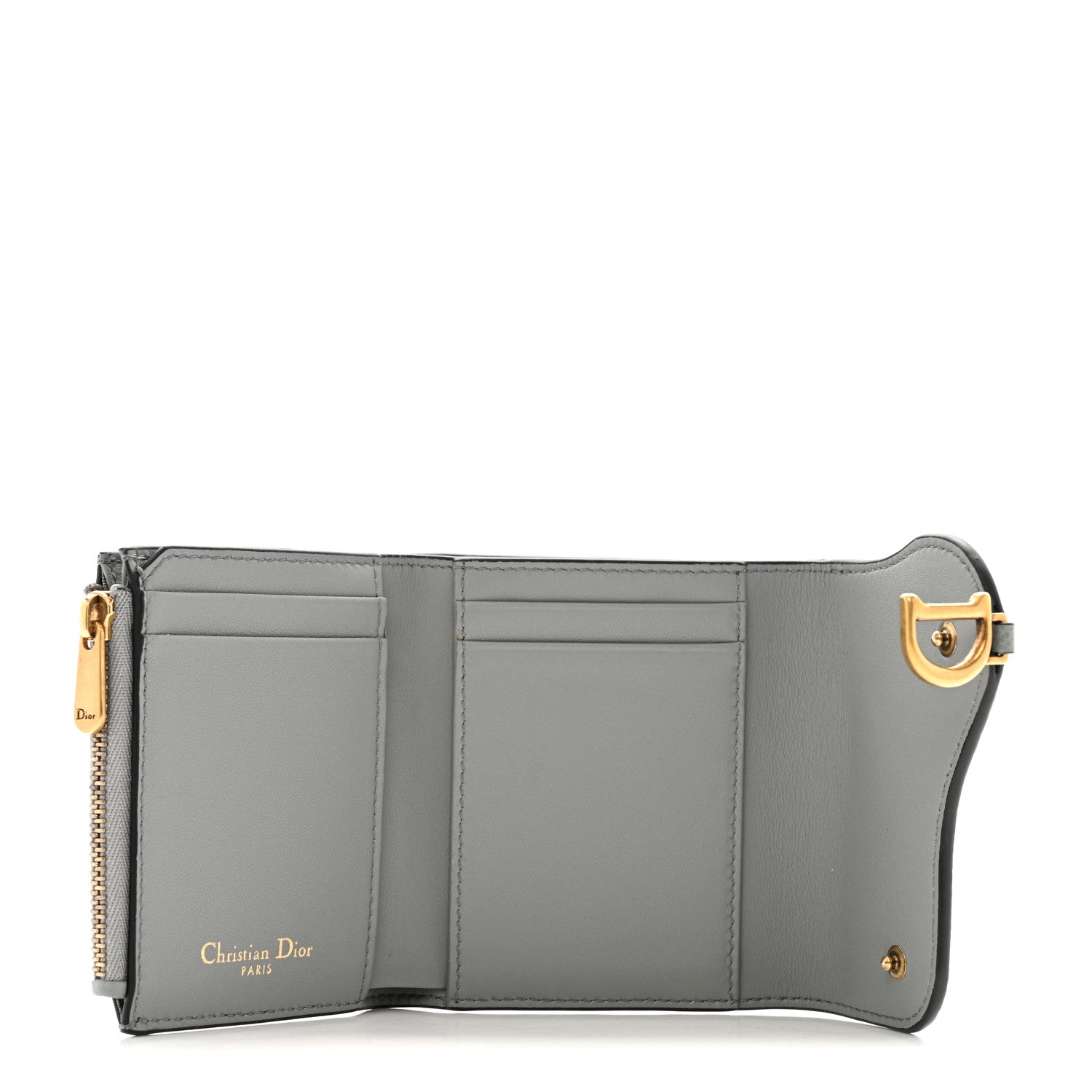 Christian Dior Grained Calfskin Saddle Card Holder Grey 5 of 10