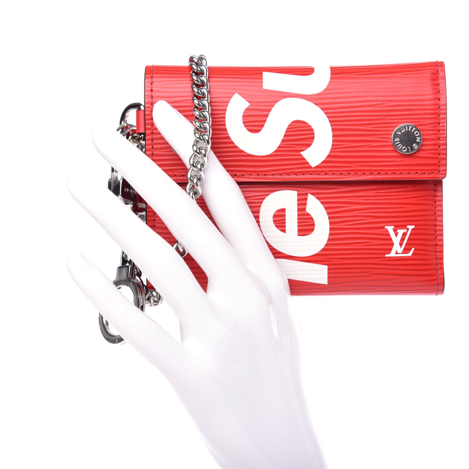 Louis Vuitton X SUPREME Epi Chain Wallet Red 2 of 8