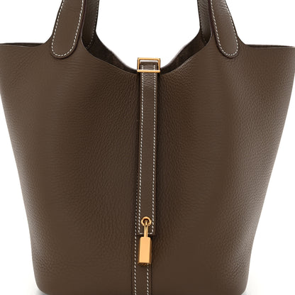 Hermes Taurillon Clemence Picotin Lock 18 PM Etoupe 8 of 10